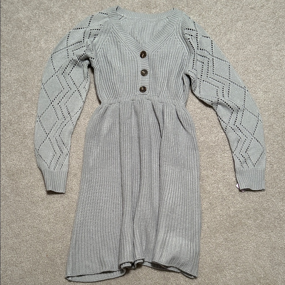 Cupshe Light Gray Knit Sweater Dress